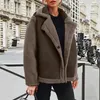 Kadın Ceketleri Kadınlar 2023 Kış Moda Paltoları Yaku Polar Ceket Uzun Kollu Cepler Sahte Gözlü Sonbahar Kadın Giyim Kadınlar Toplar Örgü