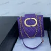 24C Vintage Big Logo Fashion Women Leather Shoulder Bag 20cm Calfskin Diamond Gold Hardware Metal Buckle Luxury Handbag Matelasse Chain Crossbody Purple Sacoche