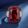 Ожерелья с подвесками SHJewelry, медное дно, позолоченное, ретро, модное, имитация изумрудно-красного корунда, жирное квадратное кольцо 12 16, женское кольцо