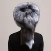 Trapper Hats Winter Women Fashion Real Fur Hat Natural Fox Fur Hats Headgear Russian Outdoor Cap Ladies Thicken Warm Fur Caps 231120