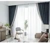 Gordijn Noordse gordijnen voor levende eetkamer Slaapkamer Custom Minimalistisch Modern Luxury Gray Blue Deur Window Decor