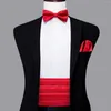 Cintos Hi-Tie Red Silk Mens Cummerbunds Vintage Formal Jacquard Floral Bowtie Hanky Cufflinks Cinto Espartilho para Masculino Prom Banquete Presente