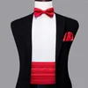 Cinturones Hi-Tie Seda roja para hombre Cummerbunds Vintage Formal Jacquard Floral Bowtie Hanky Gemelos Cinturón Corsé para regalo de banquete de fiesta masculino