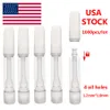 USA STOCK Cartuchos Vape Cerâmicos Atomizadores 1ml 0.8ml E-cigarro Óleo Espesso Vazio Snap on Tips Cerâmica Bobina Vaporizador Flat 510 Thread Press em carrinhos sem chumbo