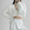 Camisa feminina mivmiv designer de moda marca coreia do sul sólido um botão curto fúria casaco feminino 2023 outono solto ocidental versátil malha