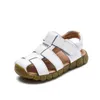 Sandalen Zomer Echte lederen sandalen No-slip Wear-resistente kinderen Beach schoenen Toe-cap jongens Girls Sandalen studenten schoenen 230421