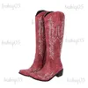 Boots Женские вышитые пастущие ботинки Brand Fashion Western Boots Womens Retro коленные сапоги PU