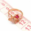 Cluster Rings In Luxury Plated 14K Rose Gold Toad For Women 585 Purple Red Gem Classic Design Vintage Banquet Jewelry