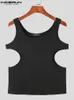 Tanktops für Herren INCERUN Tops Lässig Allgleiches Einfache Herren Ärmellose Westen Aushöhlen Feste Mode Weste Herren Freizeit Tanktops S-5XL 230421