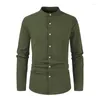 Männer Casual Hemden 2023 Außenhandel Stil Einfache Mehrfarbige Baumwolle Leinen Hemd Strickjacke Rundhals Mode Ärmel Lange Top