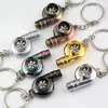 Keychains Real Whistle Sound Turbo Keychain Spinning Auto Part Model Turbocharger Turbine Key Chain Ring Keyring Keyfob Holder