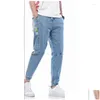 Jeans masculinos homens jeans est bens baggy dstring cintura homens streetwear elástico manguito kpop roupas casuais perna larga harajuku cinza azul gota ottam