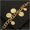 Kedja Big Gold Punk Chain Coins Armband Personlighet Vintage Portrait Charms Armband för kvinnor Fashion Jewelry Accessories Dhgarden Othj9