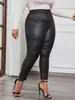 Hosen Damen Plus Größe 4XL Pailletten Bleistift 2023 Herbst Winter Vintage Elastische Taille Büro Damen Große Übergroße Kleidung