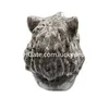 Yooperlite Quartz Crystal Wolf Голова и ремесла для изделия ручной резной ультраактивной флуоресцентный пламя пламени камень камень животные скульптура натуральные сиенитовые породы Статуя