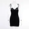 Dark Cross Black Mini Vintage Sexig Spaghetti Strap High midje slitsklänningar Goth Party Club Women Dress