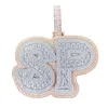 Золотое покрытие полное блок багюатте DIY пользовательское название буквы подвесное ожерелье с 3 мм 24 -дюймовой веревочной цепи для мужчин женщин
