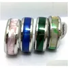 Band Rings Wholesale 30Pcs 8Mm Pink Green Blue Shell 316L Acier Stainless Steel Jewelry Finger Ring Comfortable Fit Drop Deli Dhgarden Dhvyd