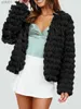 Dames Bont Nepbont Womens Fuzzy Nepbontjas Winter Warm Lange Sle Open Voorzijde Cropped Jas BovenkledingL231121