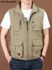 Mens Vests Thin Tool Loose Quick Drying Tank Top Outdoor Sports Coat Multi Pocket Standing Neck Spring Camping Fishing 231120