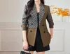 Kvinnors kostymer Tesco British Style Blazer Suit Double Breasted Casual Jacket Patchwork Beading Fashion Female Coat Office Outterkläder