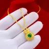 Pendant Necklaces Natural Green Emerald Necklace 14k Gold Plated Women Wedding Anniversary Heart Stone Jade Jewelry GiftsPendant