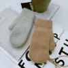 Beş Parmak Eldivenleri Çift Katmanlı Kış Kadınlar İçin Sıcak Kürklü Kürek Kadın Kalın Termal Guantes Bayanlar DIY Mittens Sol Color1