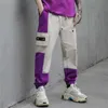 Herrbyxor Spring Autumn Man Vintage Hip Hop Cargo Pants Purple Patchwork Joggers Mens Sport Sweatpants Korean Streetwear J230420