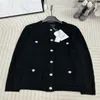 24SS Women Sweaters Wool With Silk Blouson Designer Tops Pullover Runway Brand Designer Crop Top Shirt High End Elasticity Letter Buttons Outwear Knitwear Shirts