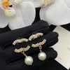 20 Style 18K Altın Kaplamalı Pirinç Bakır Saplama Sarkla 925 Gümüş Lüks Harfler Geometrik Kadın Kristal Rhinestone İnci Tasarımcıları Küpe Düğün Partisi Jewerlry