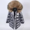 Vrouwen Down Parka Maomaokong 2023 Winter Luxe Echte Wasbeer Bontkraag Jas Vrouwen Capuchon Warme Puffer Jas Waterdichte Bovenkleding 231120