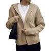 Kobiety z dzianiny akryl poliestrowy Sweter Swater Stylowy Chunky Kunt Kociąg Cardigan Przytulna elegancka odzież wierzchnia dla jesiennego zimowego koloru stałego