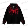 Herrtröjor tröjor 2023 Nya mäns spindel webbmönster blixtlås cardigan 3d hoodie hoodie hoodie and vinter lösa par mode stor hoodie sportrock T231121