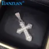 Klasik Hiphop Sterling Sier Moissanite Kolye 25x47mm Çapraz Kolye Kadın Hediyeleri Güzel Takı