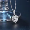 Ketten Luxus Frauen Strass Anhänger 925 Sterling Silber Herz Zirkon Halskette Schmuck Hochzeitstag Geschenk Für