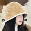Basker 2023 Autumn Winter Kpop Bucket Hat For Women Artificial Lamb Down Fabric Warm Caps Vintage Foldbar