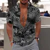 Mäns casual skjortor hawaiian tropical for Men 3d Beach Holiday Short Sleeve Summer Overized Tops Tee Shirt Man Floral Blus 5xl Camisa 230421