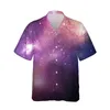 Koszulki męskie Hawajskie 3D Starlight Galaxy Wzorka natura sceneria fantasy Mężczyzna luźne wierzchołki Camisa Masculina 5xlmen's