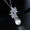 Ketten CANPEL Mode Shell Perle Zirkonia Blume Anhänger Halskette Brautschmuck Weiblich 2023 Trend Geschenke