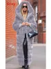 Women's Fur Coat Women Black Long Thick Warmth Hooded Mink Jacket 2023 Autumn Winter Fashion Pink Streetwear Overcoat Clothing