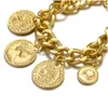 Kedja Big Gold Punk Chain Coins Armband Personlighet Vintage Portrait Charms Armband för kvinnor Fashion Jewelry Accessories Dhgarden Othj9