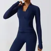 Set attivi Set da yoga sportivo a maniche lunghe con cerniera da donna Set da yoga traspirante a due pezzi Abbigliamento sportivo traspirante Abbigliamento da allenamento per palestra fitness