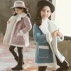 Vestes pour enfants mélanges de laine manteaux pour filles hiver adolescent vêtements de neige fourrure vêtements d'extérieur épais manteau chaud 6 7 8 9 10 11 12 14 ans 231121