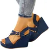 Dress Shoes 2023 Summer Women's Large Comfortable Fishtail Sandals Wedge Casual Buckle Luxury Sexy High Heels