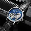 Armbanduhren 3D Silber Tiger Tourbillon Mechanische Uhr für Männer Automatische Skeleton Herrenuhren Top Lederband Reloj Hombre