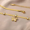 Chaînes en acier inoxydable Vintage papillon pendentif collier pour femme Y2k coeur blanc Zircon bijoux de noël cadeau goutte