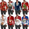 Mäns avslappnade skjortor Novelty Christmas Party Show Shirts Men's Funny 3D Print Short/Long Sleeve Single Breasted Tops Par New Year Holiday Clothing T231121