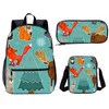 Backpack 3PC Set School For Children's 3D Printing Casual Kids Shoulder Bags With Pencil Case Teenager Bag Combo