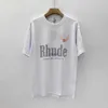 Mens T-Shirts Fashion Rh Sınırlı Rhude Rahat Street Hip-Hop Yaz Yeni Gevşek Yuvarlak Boyun Kısa Kollu T-Shirt