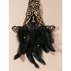 Exaggerated Arm Chain Gold Lace Black Feather Bracelet
